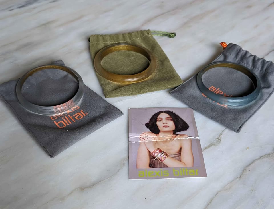 VTG Set of 3 Alexis Bittar Lucite Designer Translucent Crystal Bangles