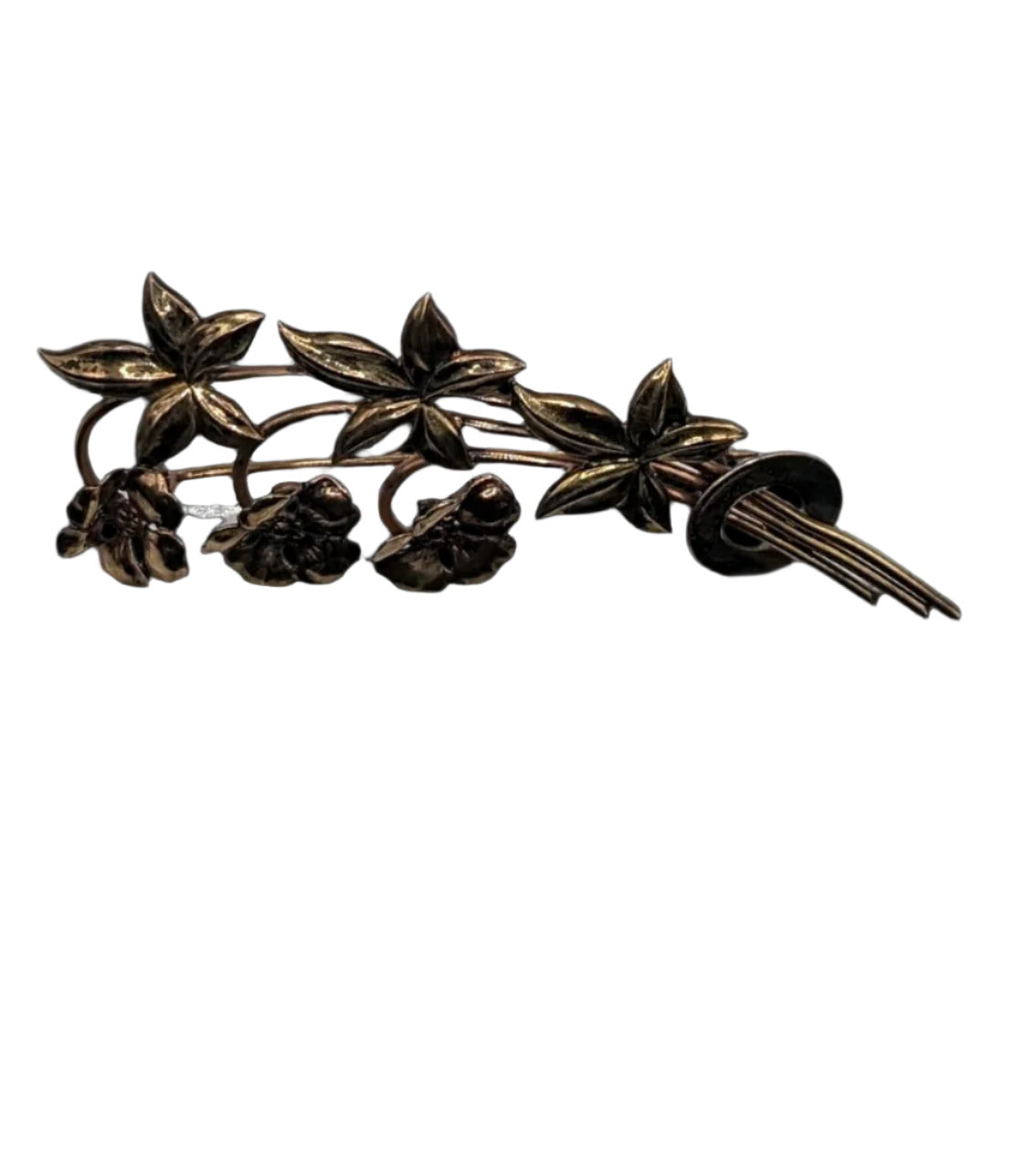 Gold Plated Vintage Flower Brooch Stamped 12k