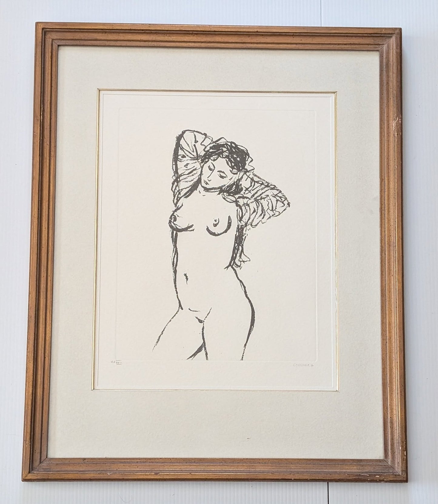 Stanley Cosgrove Framed Print of Nude Female Figure - Quebec Vintage Art