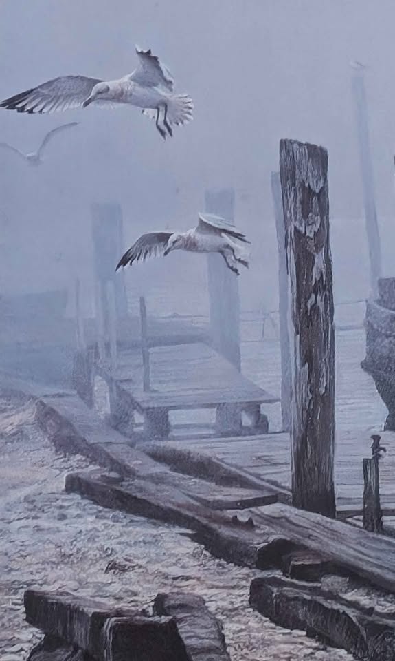 Robert Bateman Vintage Print, Boats at Dock - Canadian Artist