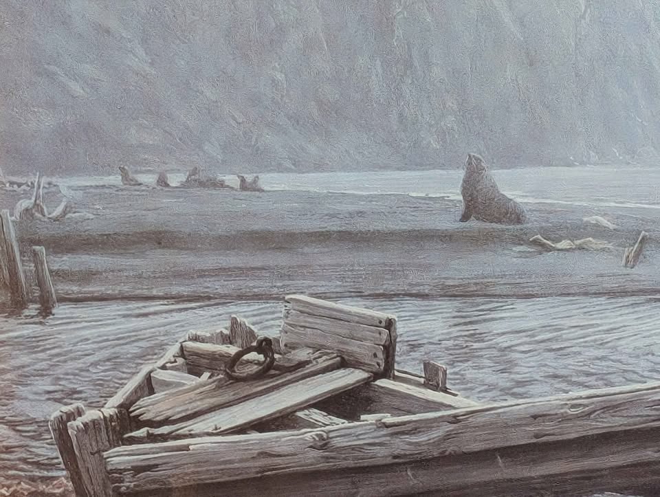 Robert Bateman Vintage Print, Seals at the Shore - Canadian Artist