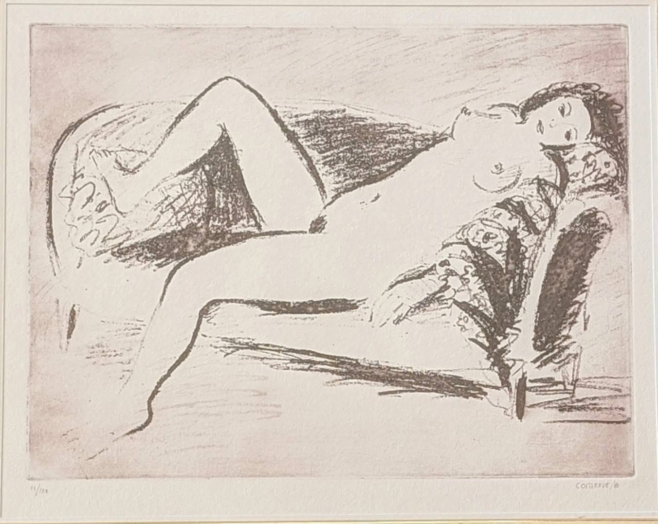 Stanley Cosgrove Framed Print of Nude Female Figure - Quebec Vintage Art