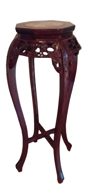 VTG Marble Top & Cherry Wood Plant Stand