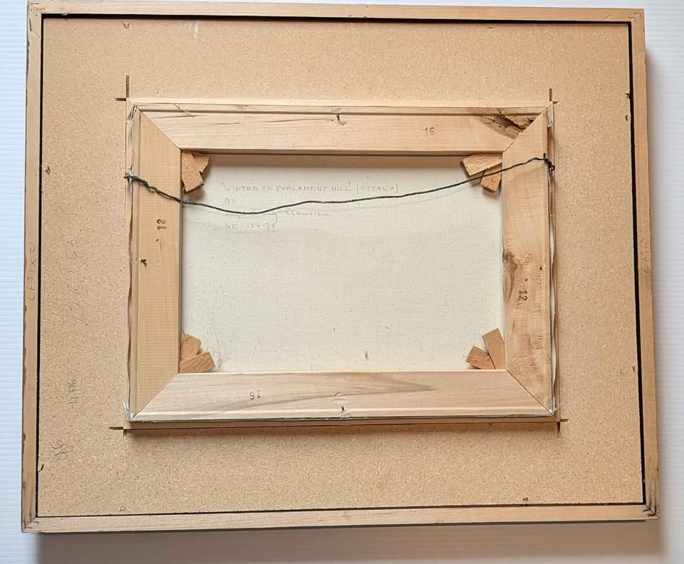 Inge Claussen, "Winter on Parliament Hill" Oil Painting - VTG Canadian Art