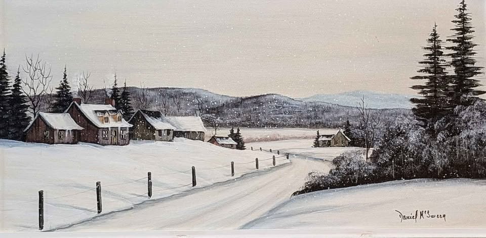 Daniel McSween Original Painting in Gallery Frame, Winter Landscape