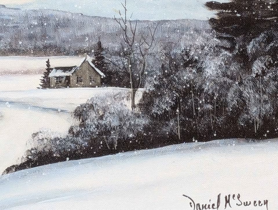 Daniel McSween Original Painting in Gallery Frame, Winter Landscape