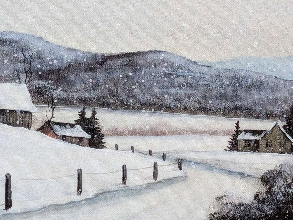 Daniel McSween Original Painting in Gallery Frame, Winter Landscape
