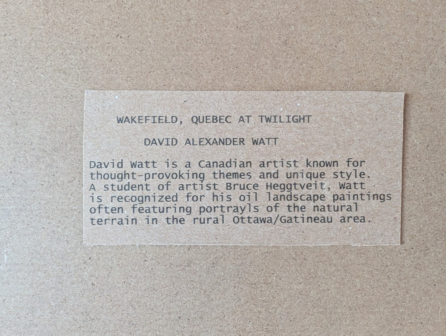 Unsigned Oil Painting, attributed to David Watt