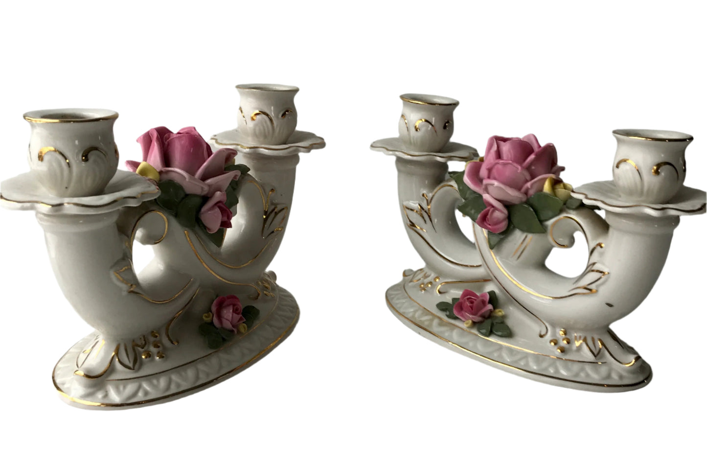 VTG Dresden Porcelain Candle holders mid-century modern