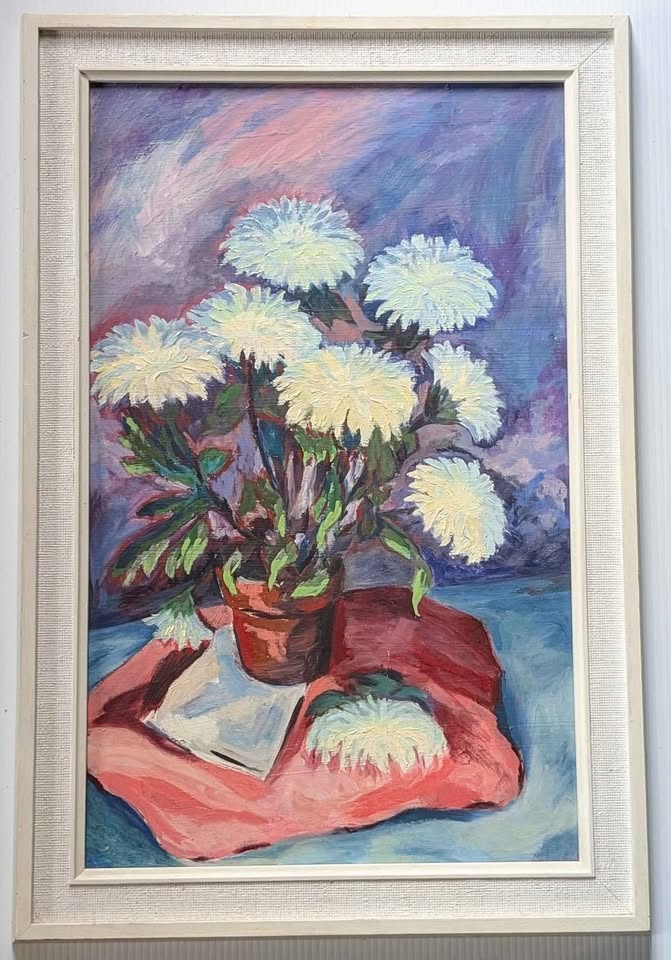 Still Life of White Flowers, Original Acrylic Painting