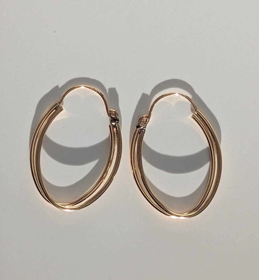 Stunning 14k Gold Double Hoop Earrings