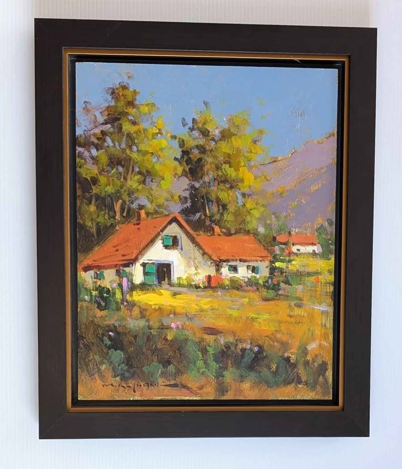 Mostafa Keyhani Original Oil Painting, Mountain Cottage