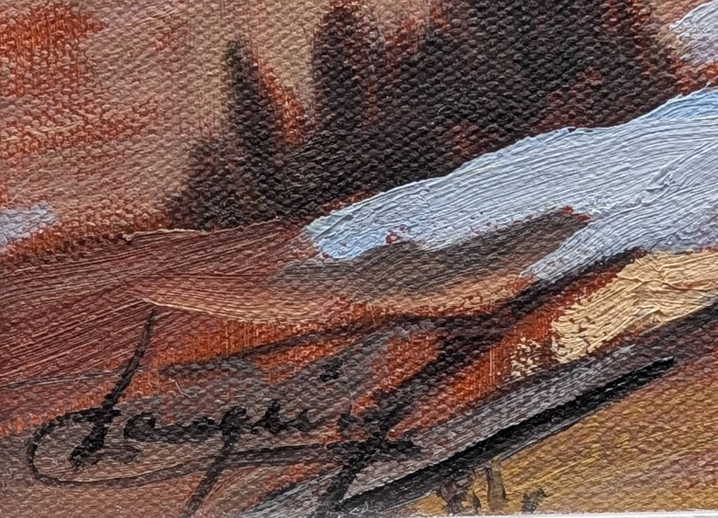 Claude Langevin Oil painting, "Dernierres Traces De Neige"- Canadian Art