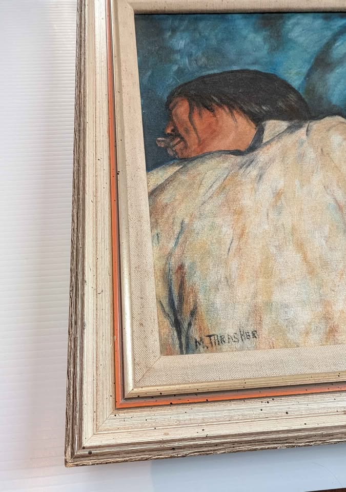 Mona Thrasher, Vintage Painting in Original Wood Frame - Northern Canadian Art