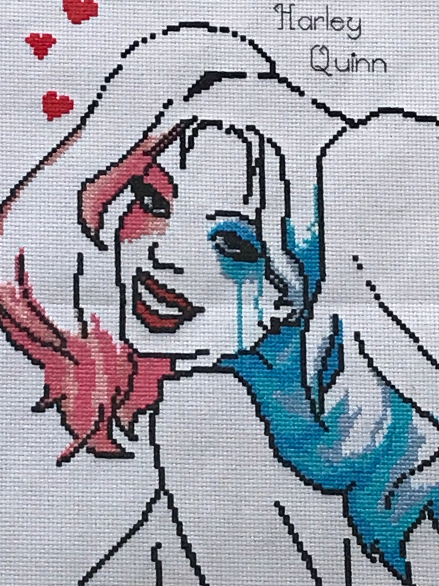 Harley Quinn 9x12" Needlepoint in Vintage Gallery Frame