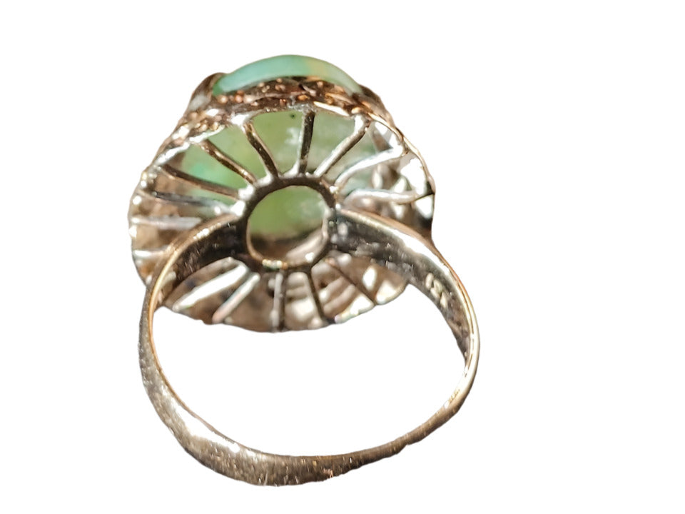 18K GOLD NEPHRITE JADE RING, size 7.14, Stamped, COA Included