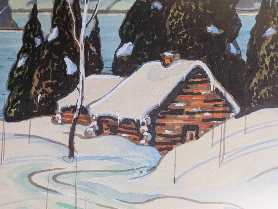 Graham Noble Norwell, Large Watercolour Painting Winter Scene - Canadian Art