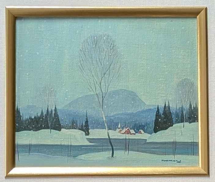 Graham Noble Norwell, RARE OIL Painting! Winter Cabin in the Mountains - Canadian Art