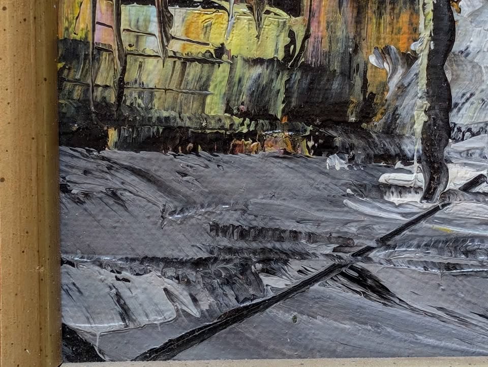 Framed Original Oil Painting of Colourful Urban Street Scene
