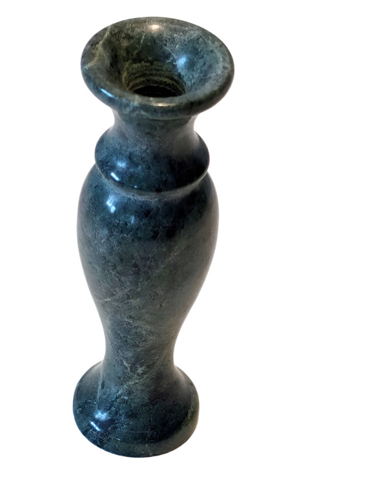 VTG Collectible Mini Vase (5" x 1") Solid green carved stone
