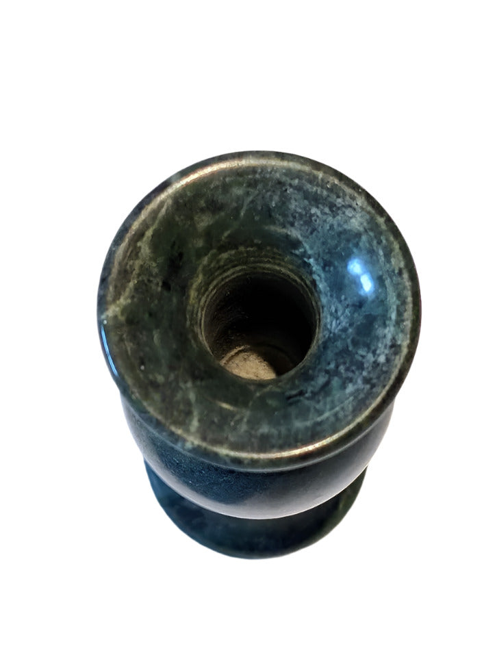 VTG Collectible Mini Vase (5" x 1") Solid green carved stone