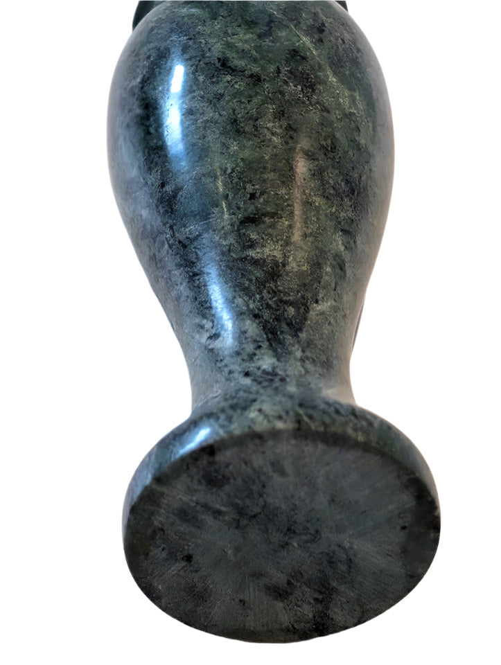 VTG Collectible Mini Vase (5" x 1") Solid green carved stone
