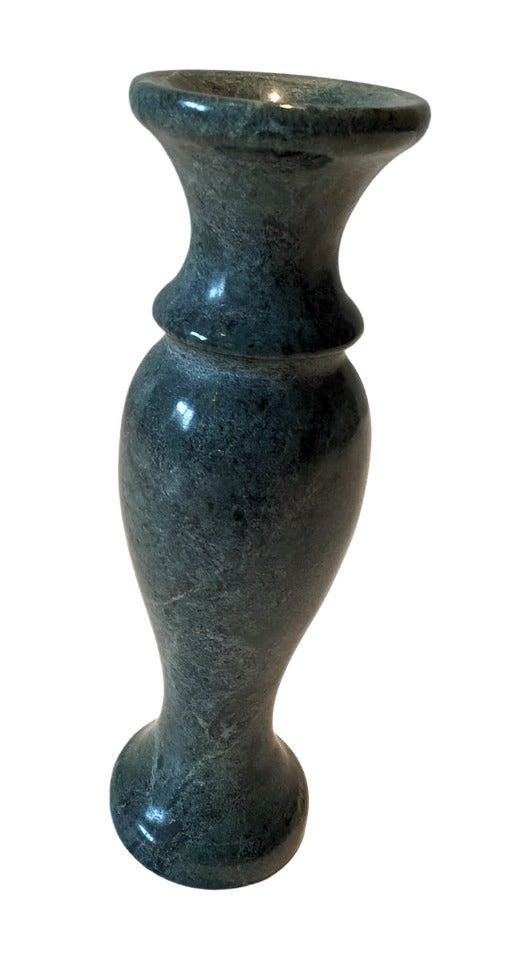 VTG Collectible Mini Vase (5" x 1") Solid green carved stone