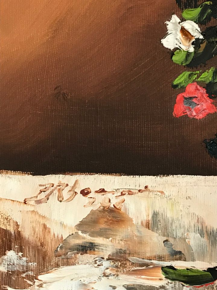 Philippe Rhéaume, IAC, Oil on Canvas - Red Flowers in Vase