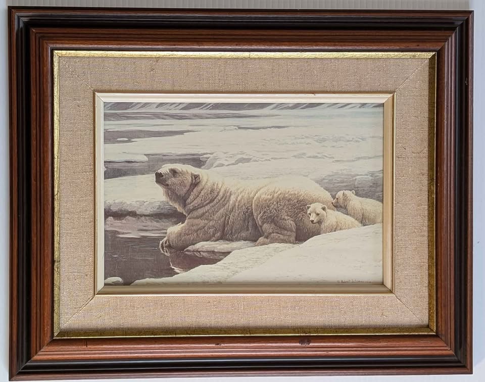 Robert Bateman Vintage Art Print of Polar Bear Family - Canadian Artist
