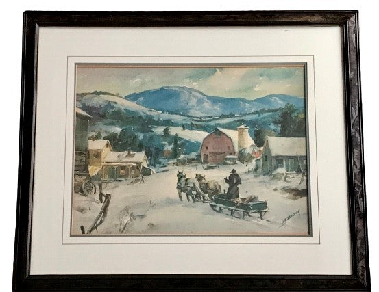 James Milton Sessions, Large Watercolour Painting , "Vermont Farm"