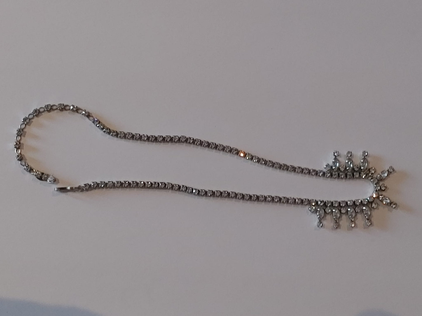 VTG SHERMAN 17" Clear Necklace Rare SIGNED Oval Cartouche Collectible