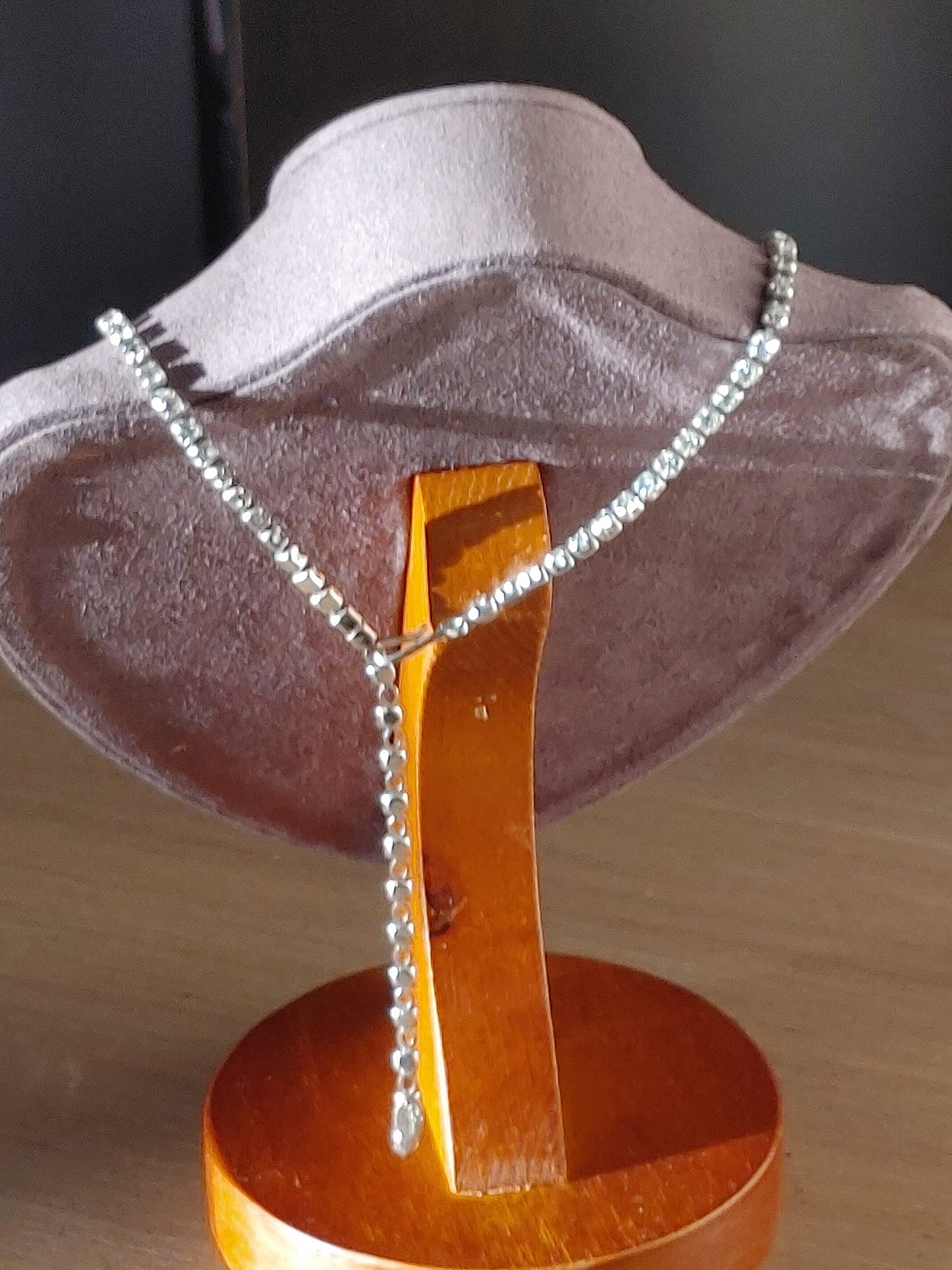 VTG SHERMAN 17" Clear Necklace Rare SIGNED Oval Cartouche Collectible
