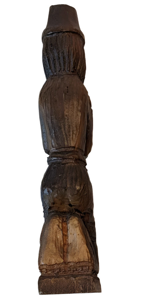 South American Carved Wood Statue 12"