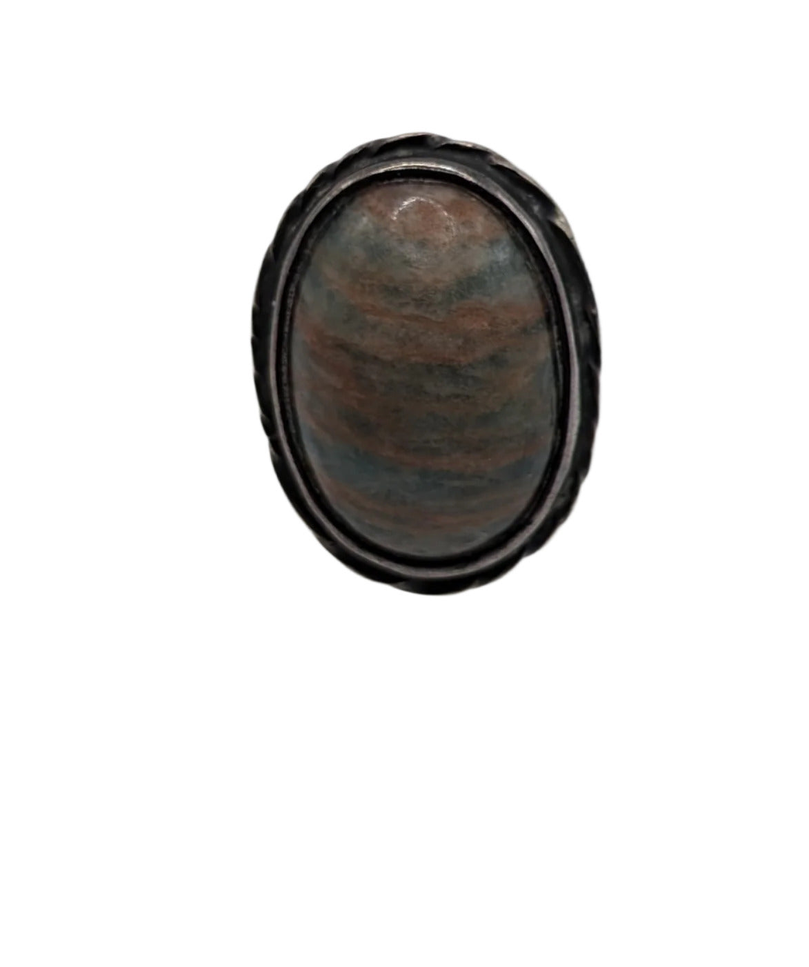 (Antique) Aqua Terra Cotta Jasper Cabochon gemstone ring size 6