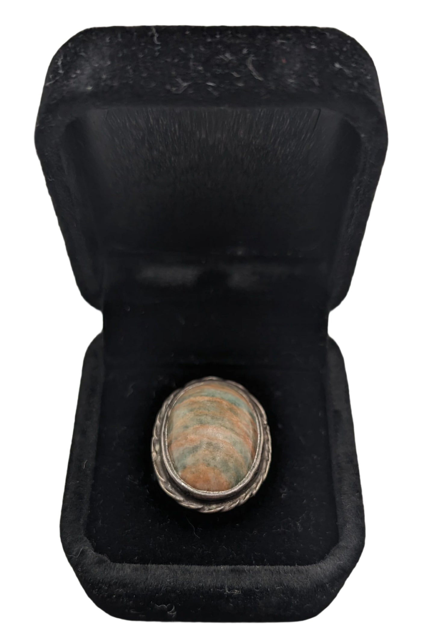 (Antique) Aqua Terra Cotta Jasper Cabochon gemstone ring size 6