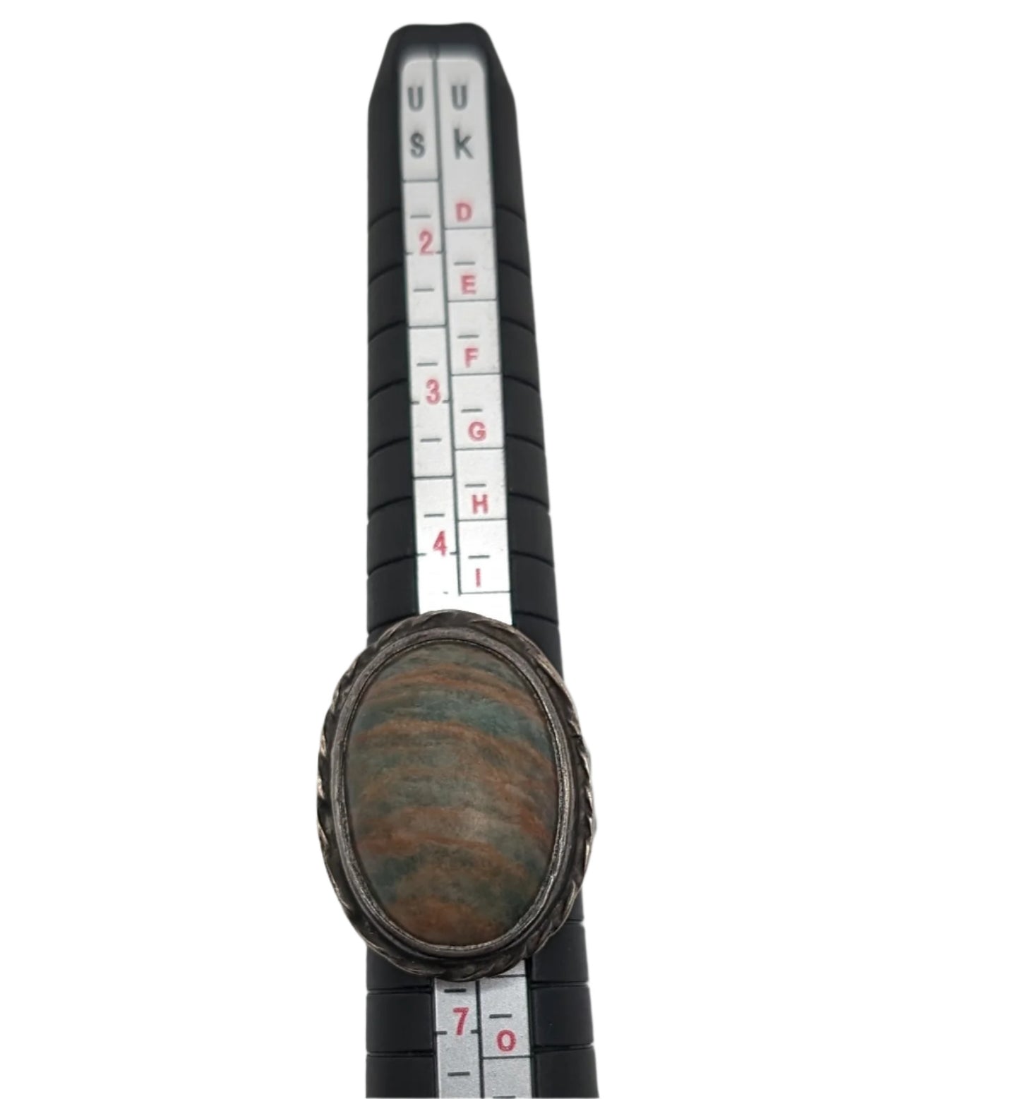 (Antique) Aqua Terra Cotta Jasper Cabochon gemstone ring size 6