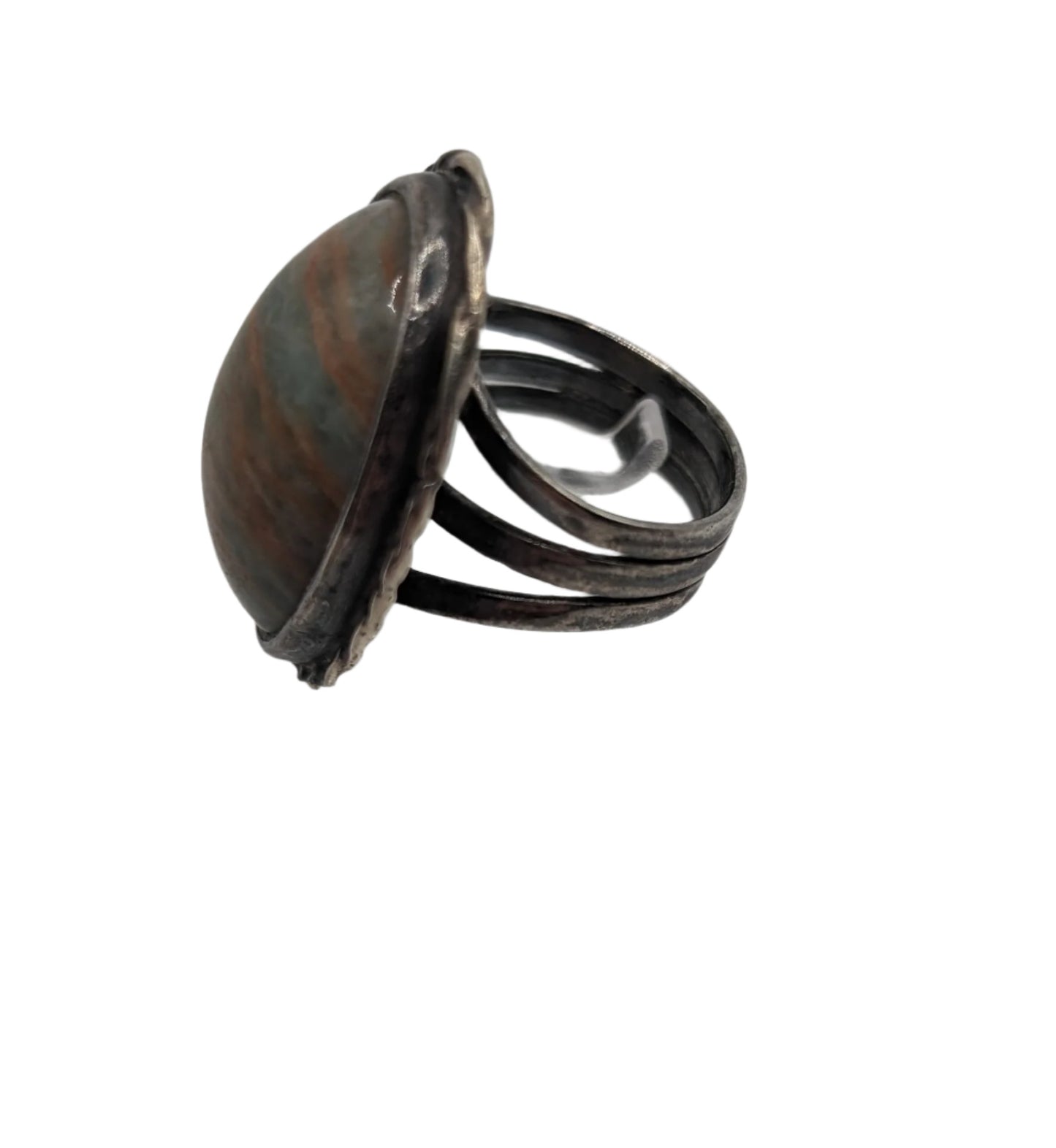 (Antique) Aqua Terra Cotta Jasper Cabochon gemstone ring size 6