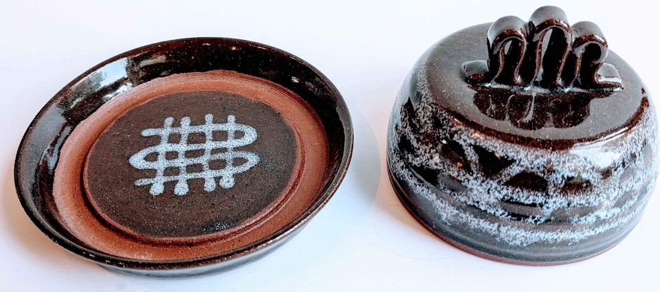VTG Terra Cotta Signed Pottery Tableware from Nova Scotia, Butter Dish