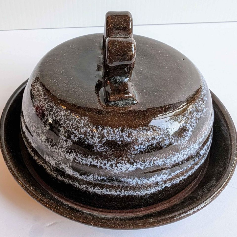 VTG Terra Cotta Signed Pottery Tableware from Nova Scotia, Butter Dish