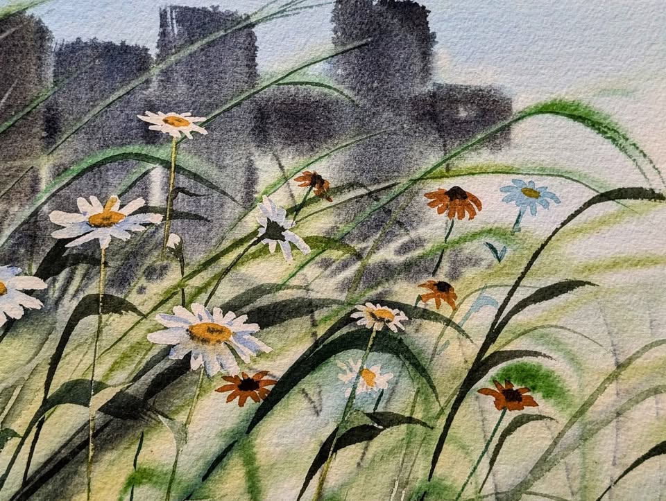 Graham Scholes (S.C.A) Signed Watercolour Painting of Urban Park (16 x 20)