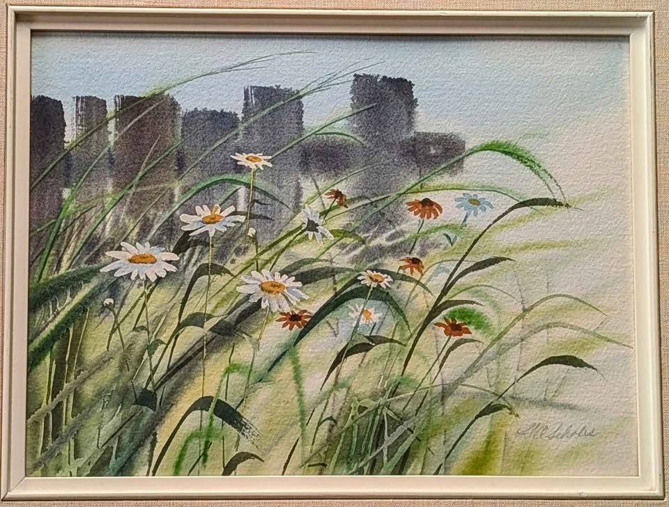 Graham Scholes (S.C.A) Signed Watercolour Painting of Urban Park (16 x 20)