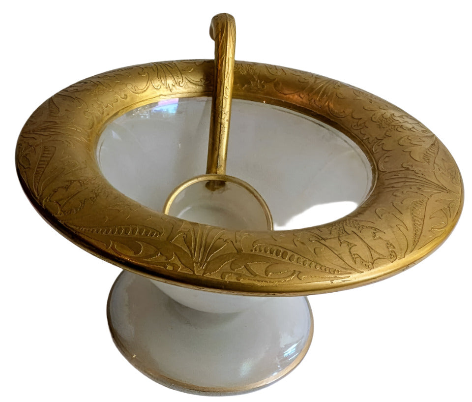 Antique Westmoreland Glass and Gilt Mayo Bowl & Spoon