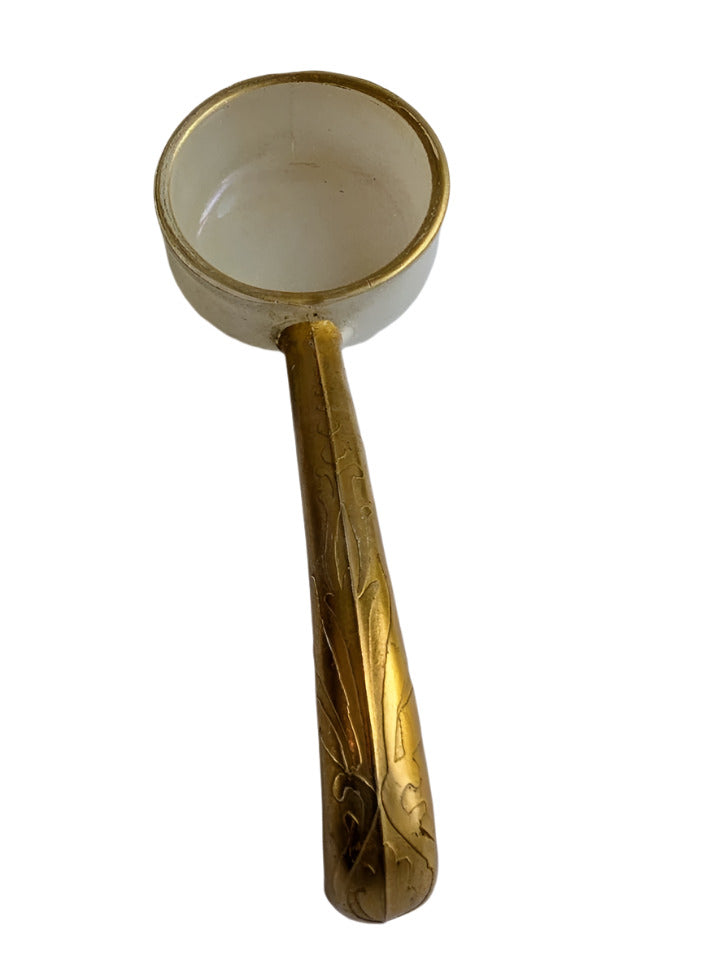 Antique Westmoreland Glass and Gilt Mayo Bowl & Spoon