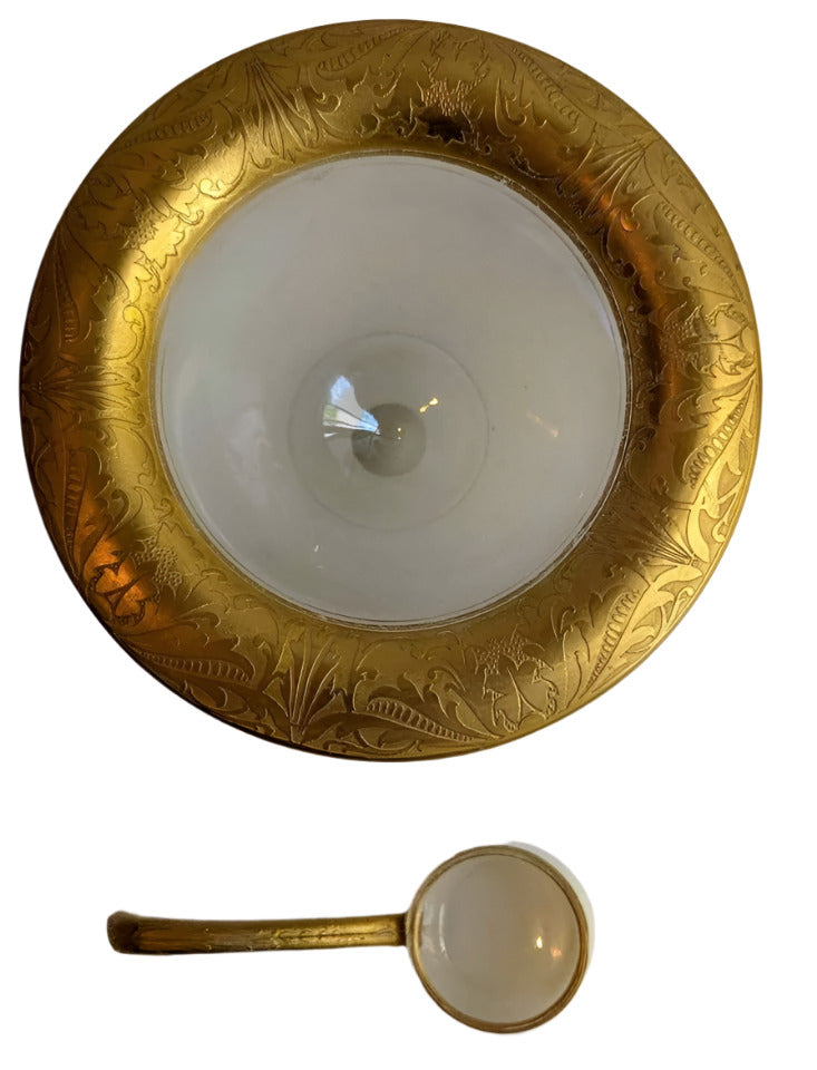 Antique Westmoreland Glass and Gilt Mayo Bowl & Spoon