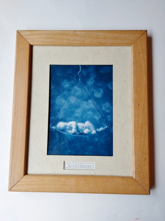 2 Anne Geddes Prints in Wood Frame  - Babies, flowers