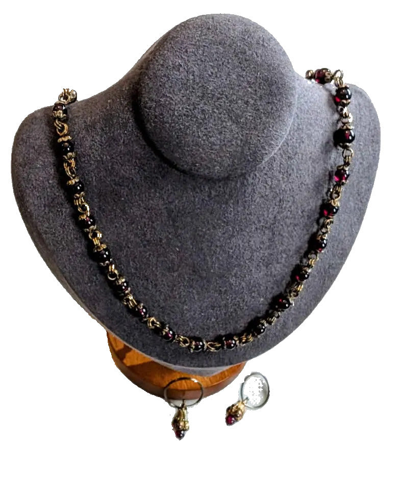 Garnet Necklace (Antique) and Earring Set