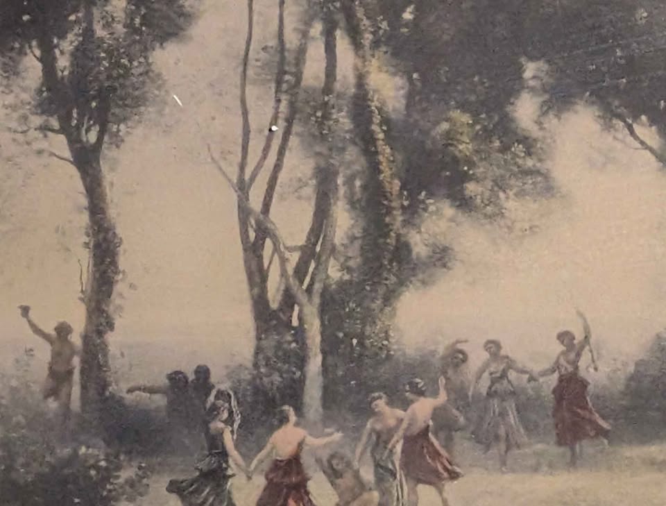 Antique French Art Print, “Dance of the Nymphs" by Jean-Baptiste-Camille Corot