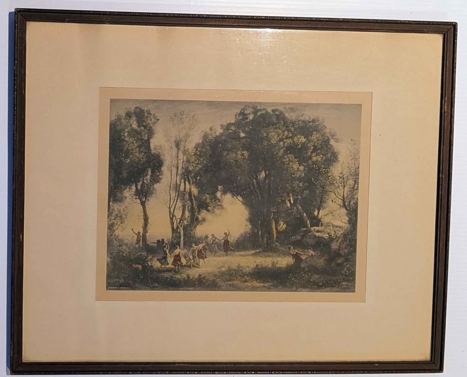 Antique French Art Print, “Dance of the Nymphs" by Jean-Baptiste-Camille Corot