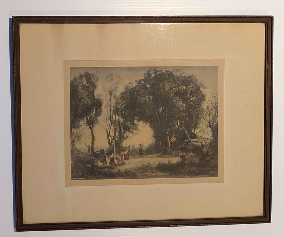 Antique French Art Print, “Dance of the Nymphs" by Jean-Baptiste-Camille Corot