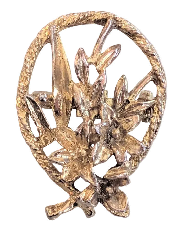 (Antique) 10K Gold Plated Floral Bouquet Brooch
